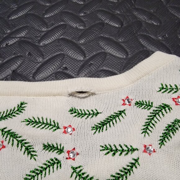 Women's Christmas Sweater by Liz Claiborne, Crewneck, Holly and Star Design, S - Picture 12 of 16